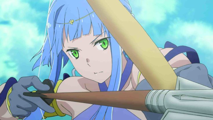 【在地下城尋求邂逅是否搞錯了什麼–獵戶座之箭–】劇照-阿蒂蜜絲女神(如圖)戰鬥時有著凜然帥氣的一面，同時卻有著天然純真的個性