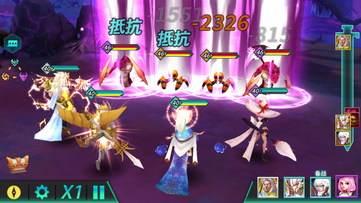 作戰時，右方的動作條會決定出手的順序。